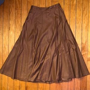 Quemere Amber/Burnt Orange Wool Skirt - 70s vibe Midi Skirt